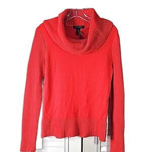 Sweater by Lauren Ralph Lauren Cowl Neck Orange Size Medium